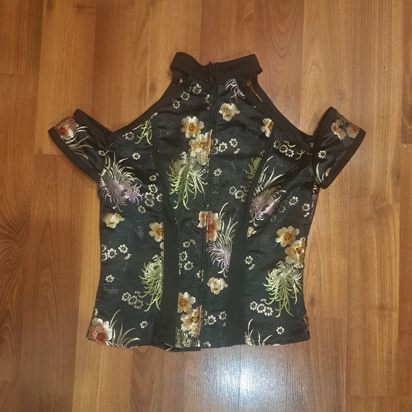 Rare Vintage Lip Service y2k Sample Satin Geisha Floral Brocade Goth punk Top - Picture 6 of 10